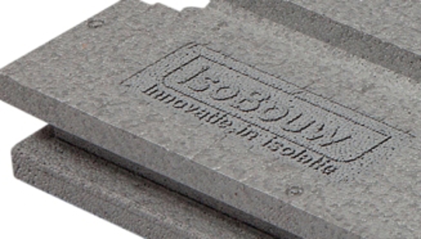 Productfoto van SlimFort en ingezoomd op het EPSHR-SE isolatiemateriaal en IsoBouw logo.