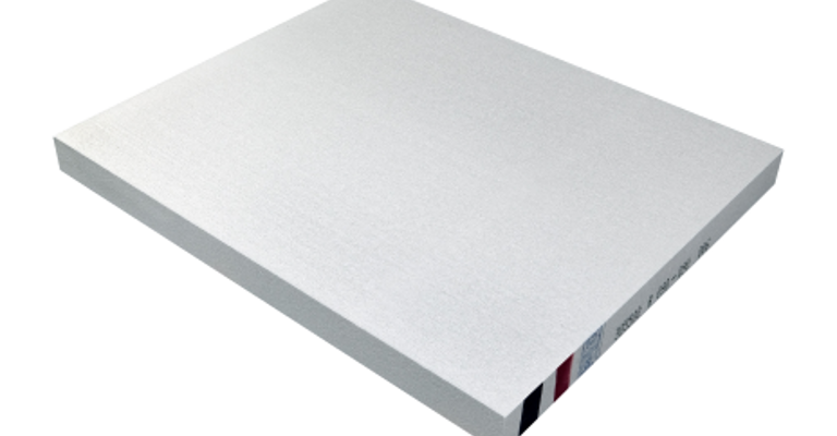 Packshot van een isolatieplaat van witte EPS.
